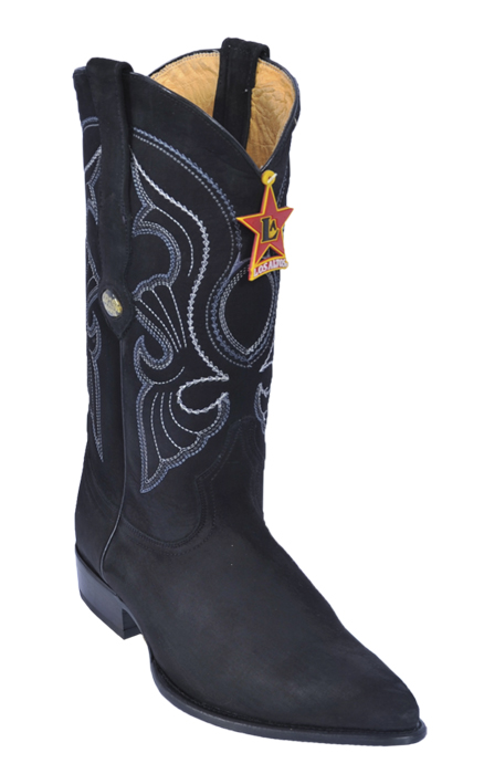 Los Altos Black Genuine Nobuk Skin J-Toe Cowboy Boots 996305
